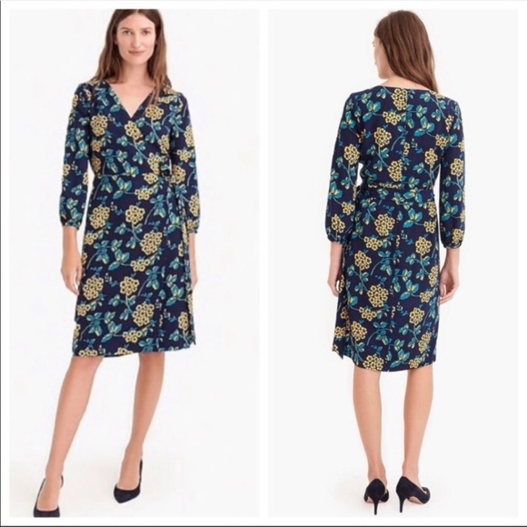 J. Crew Dresses & Skirts - J. Crew Navy floral wrap dress size 6